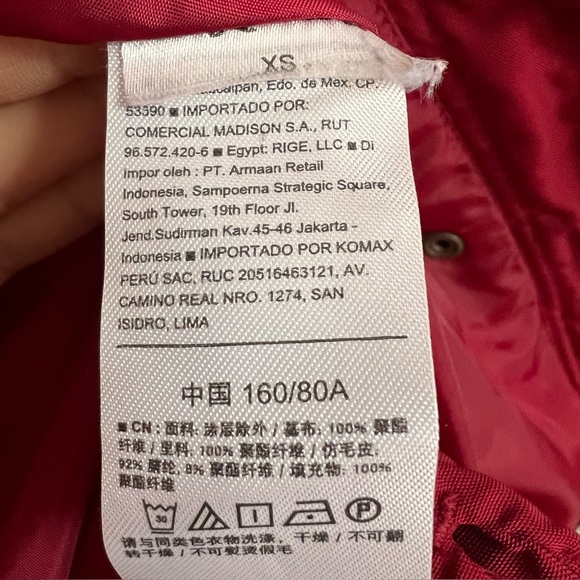 Old Navy Women's Red Fur-Trimmed Parka Size XS - Picture 6 of 8